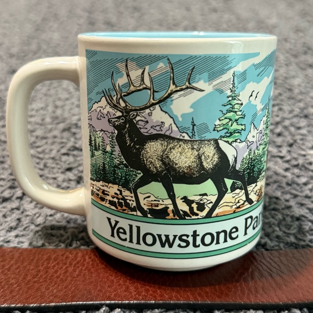 🔥 1980s Yellowstone National Park Mug Vintage USA Wildlife Souvenir VTG 80s Rare